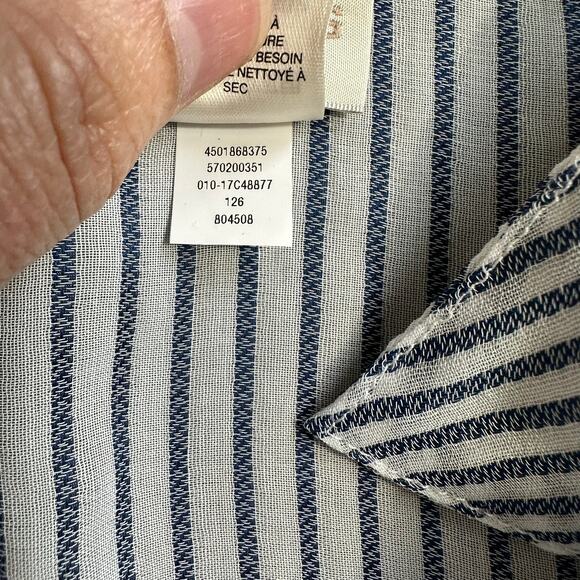 Chico's Sheer 3/4 Sleeve Striped Blouse Peplum Back Hem 3 XL - Picture 6 of 9